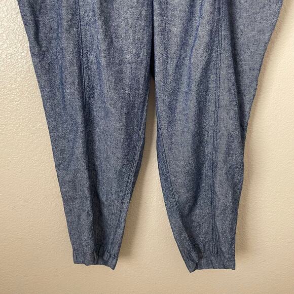 Old Navy Pants Womens XL Chambray Blue Linen Rayon Straight Leg Pull On Pockets - Picture 5 of 12